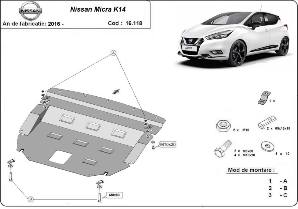 Scut motor metalic Nissan Micra K14 2017-2023