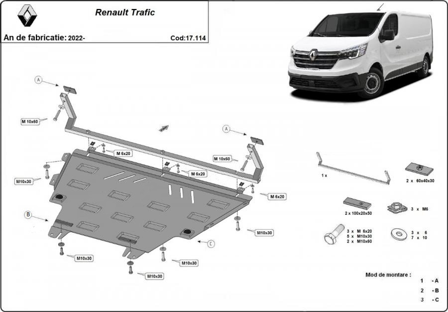 Scut motor metalic Renault Trafic 2022-prezent