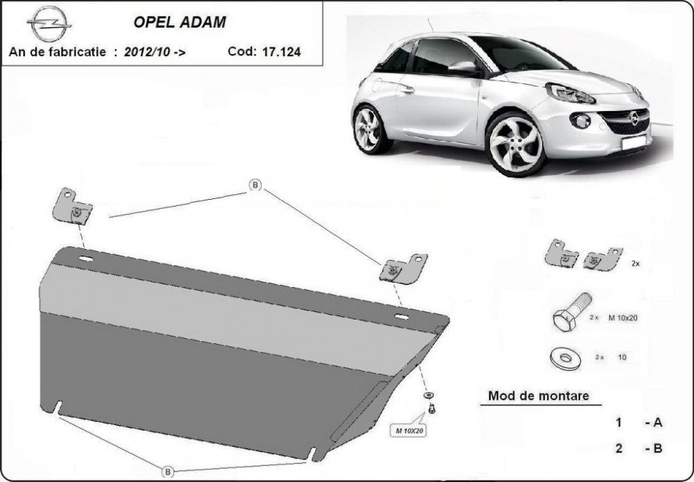 Scut motor metalic Opel Adam 2012-2019