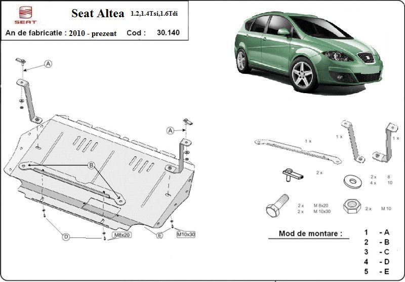 Scut motor metalic Seat Altea 1.2,1.4Tsi,1.6Tdi 2010-2015