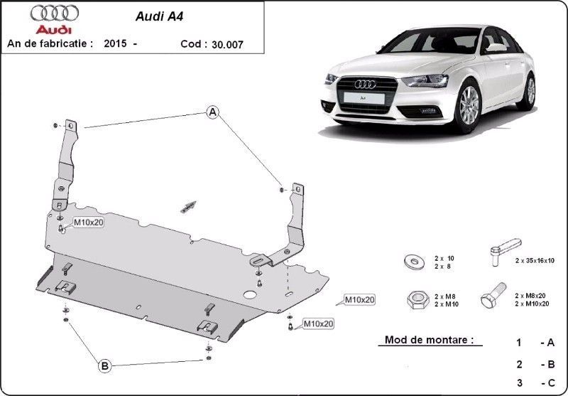 Scut motor metalic Audi A4 B9 2015-prezent