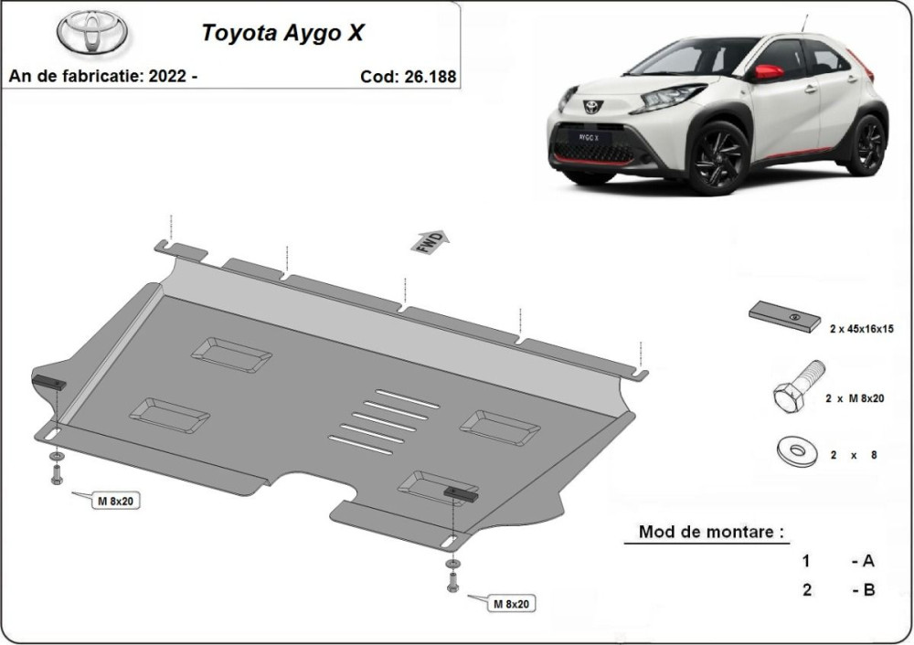 Scut motor metalic Toyota Aygo X 2022-prezent