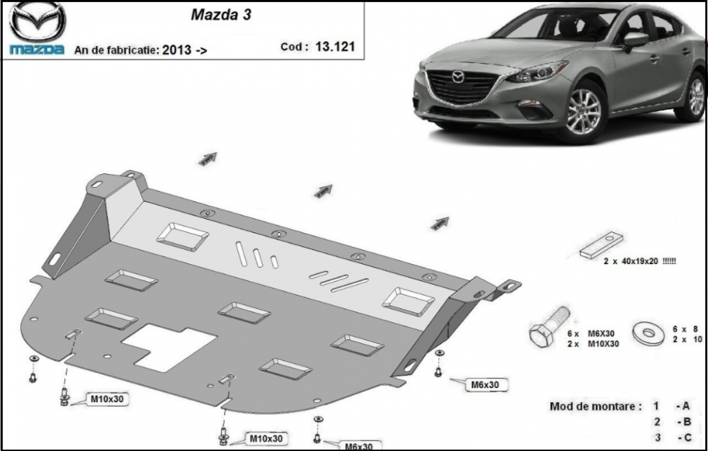 Scut motor metalic Mazda 3 2013-2018