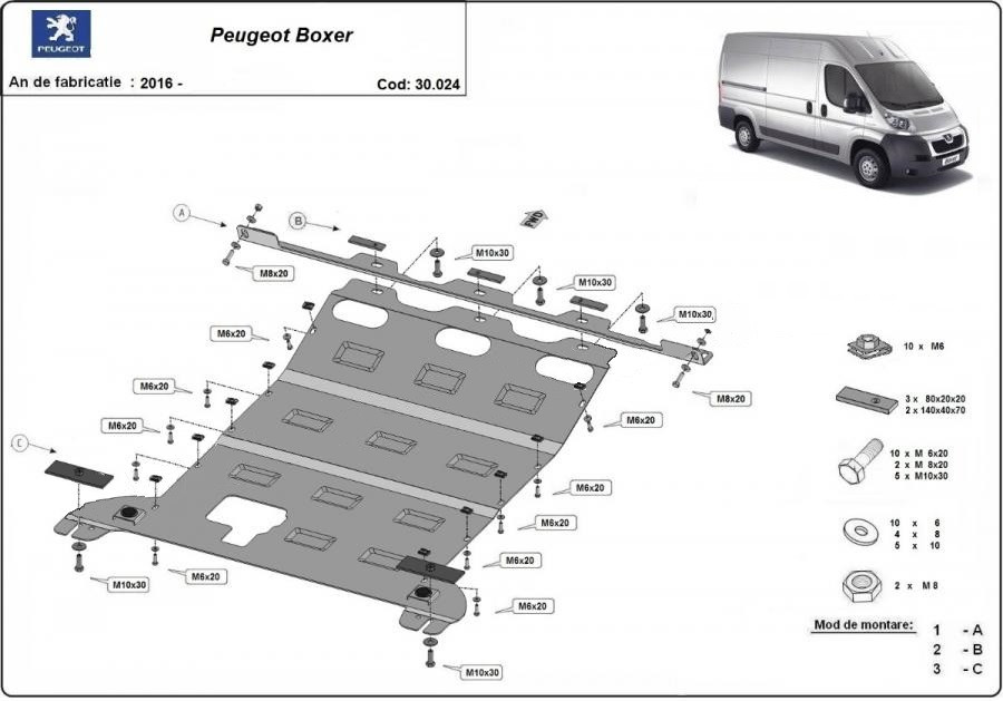 Scut motor metalic Peugeot Boxer 2016-prezent