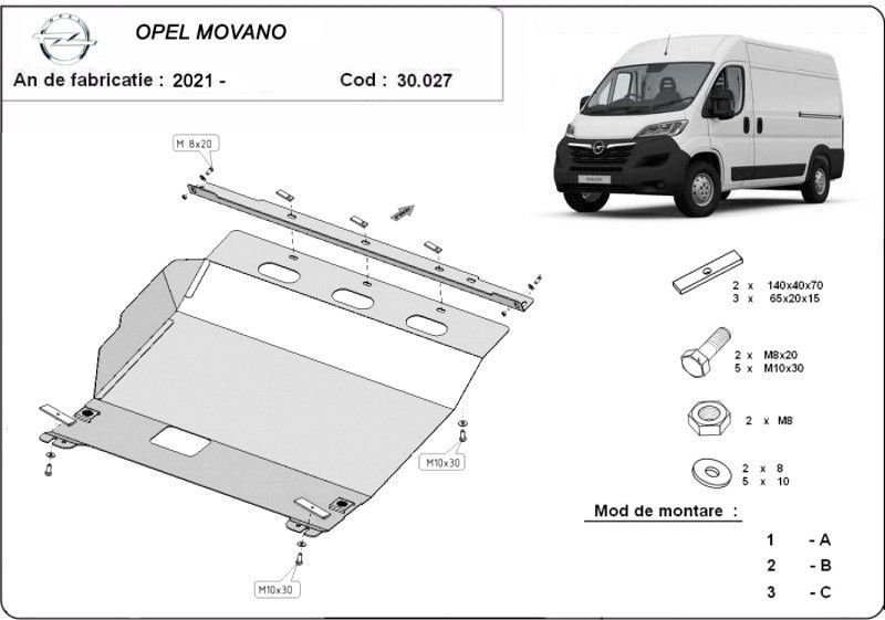 Scut motor metalic Opel Movano 2021-prezent
