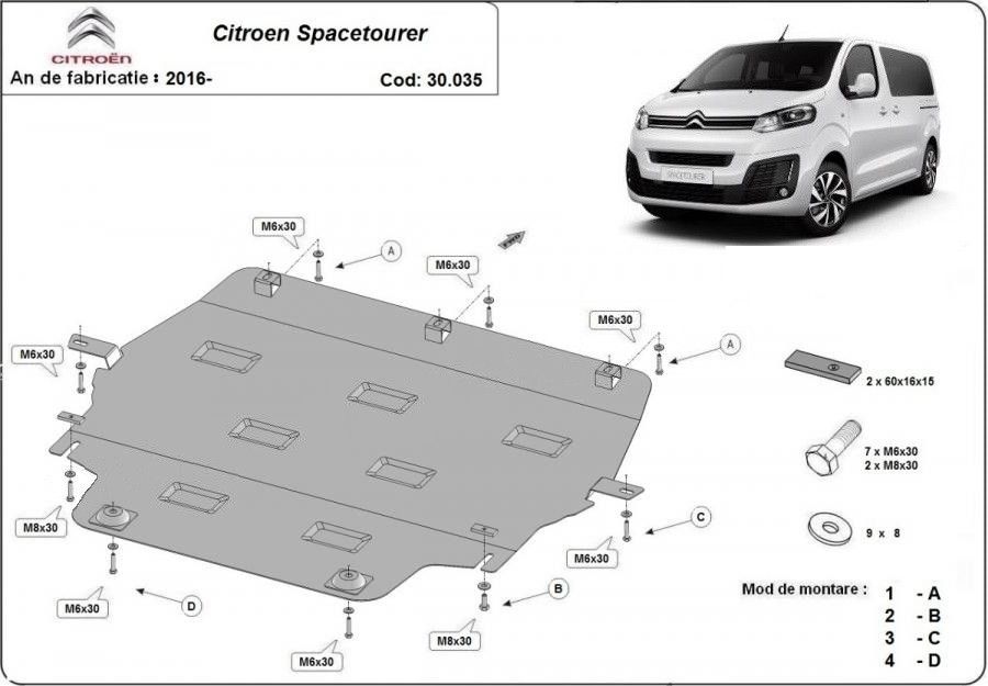 Scut motor metalic Citroen Spacetourer 2016-prezent