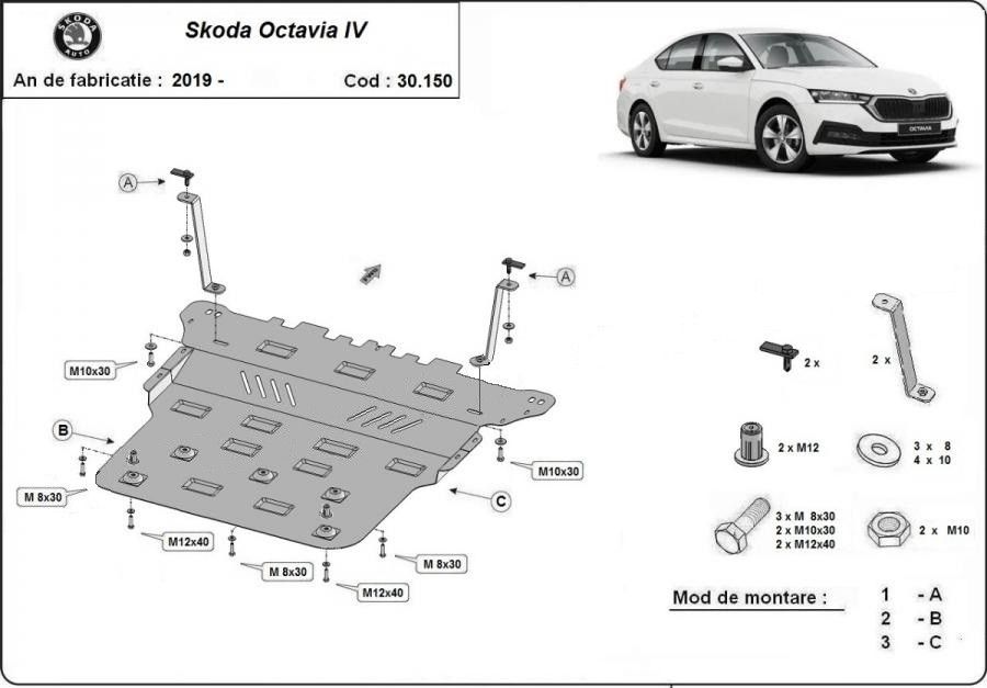 Scut motor metalic Skoda Octavia IV 2019-prezent