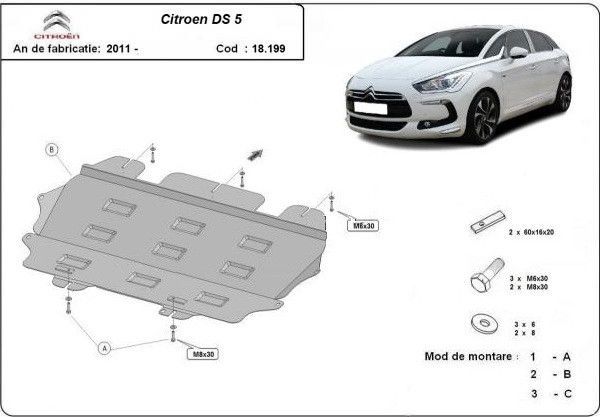 Scut motor metalic Citroen DS5 2012-prezent