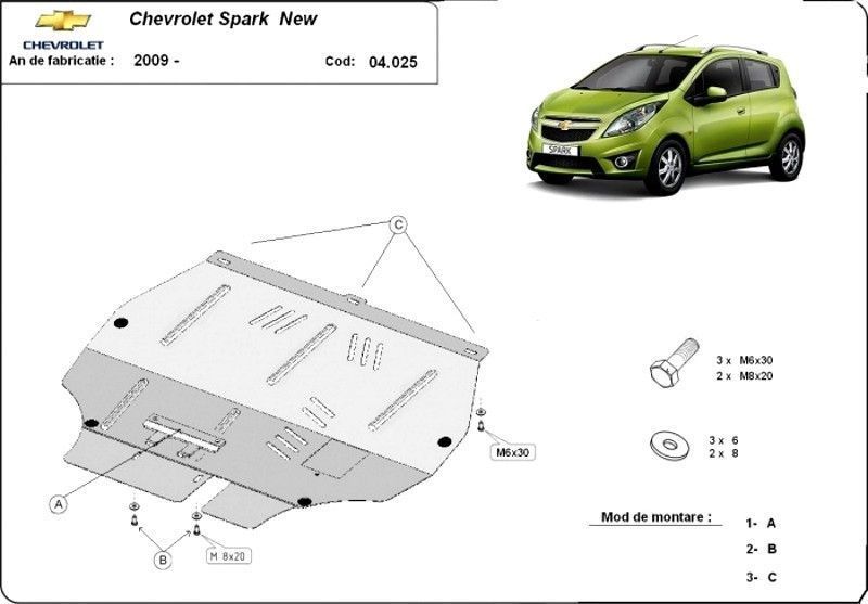 Scut motor metalic Chevrolet Spark 2010-prezent