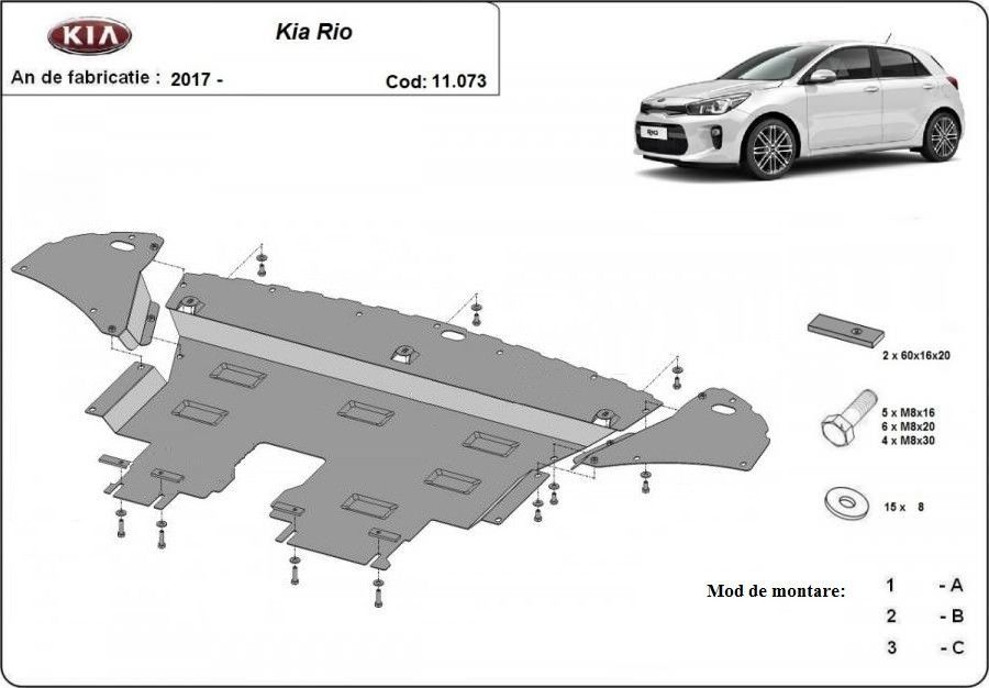 Scut motor metalic Kia Rio IV 2017-prezent