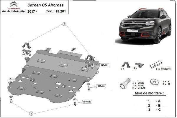 Scut motor metalic Citroen C5 Aircross 2018-prezent