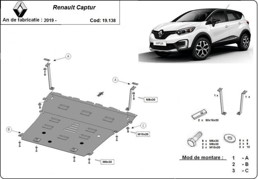 Scut motor metalic Renault Captur 2020-prezent