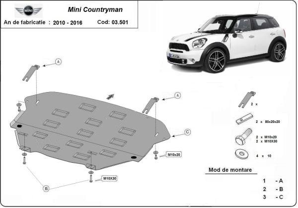 Scut motor metalic Mini Countryman 2010-2016