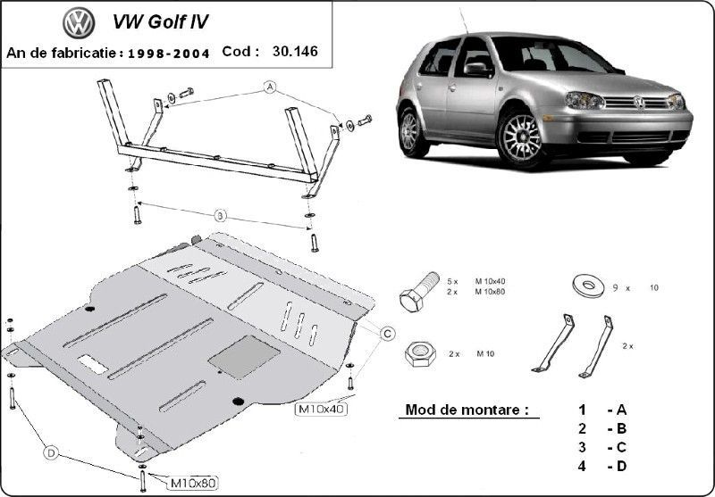 Scut motor metalic VW Golf 4 1997-2007