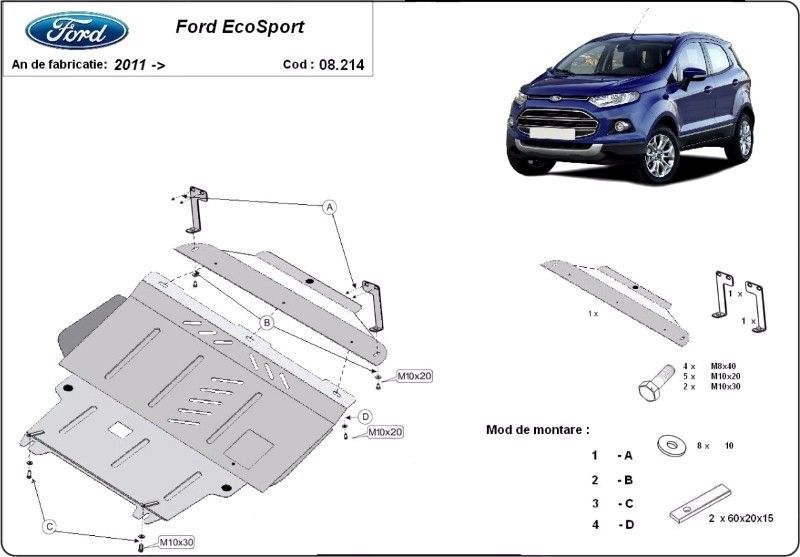 Scut motor metalic Ford Ecosport 2011-2017