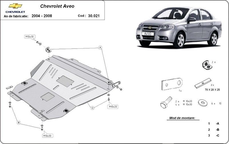 Scut motor metalic Chevrolet Aveo 2004-2008