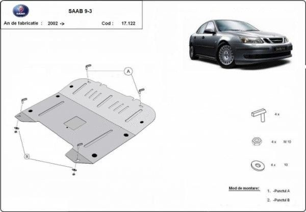 Scut metalic motor si cutie de viteze Saab 9-3 2002-2010