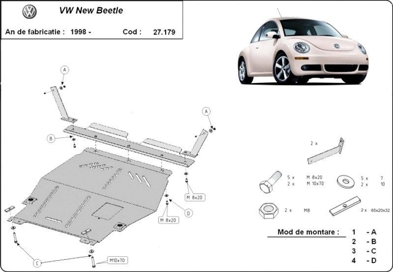 Scut motor metalic VW New Beetle 1998-2011