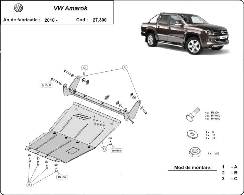 Scut motor metalic VW Amarok 2010-2022