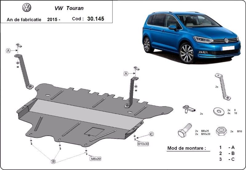 Scut motor metalic VW Touran Cutie Manuala 2016-prezent