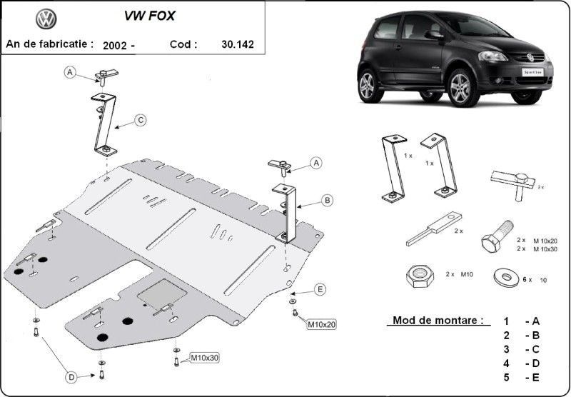 Scut motor metalic VW Fox 2002-prezent