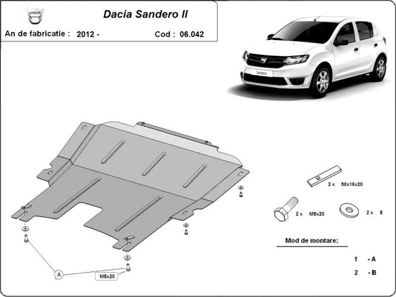 Scut motor metalic Dacia Sandero II 2013-2020