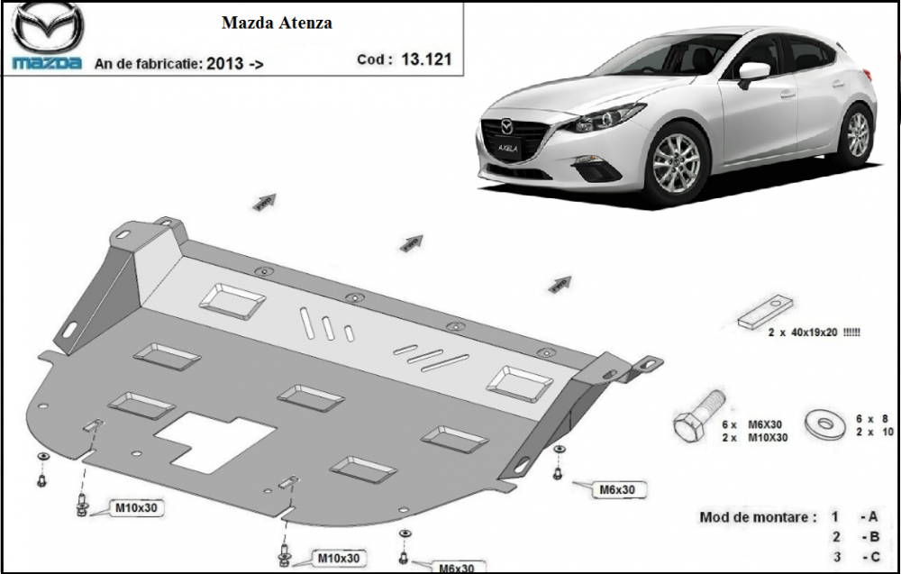 Scut motor metalic Mazda Axela 2013-prezent