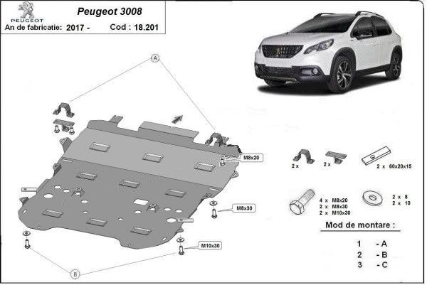 Scut motor metalic si cutie de viteze Peugeot 3008 2016-prezent