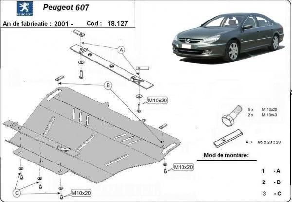 Scut motor metalic Peugeot 607 2000-2010