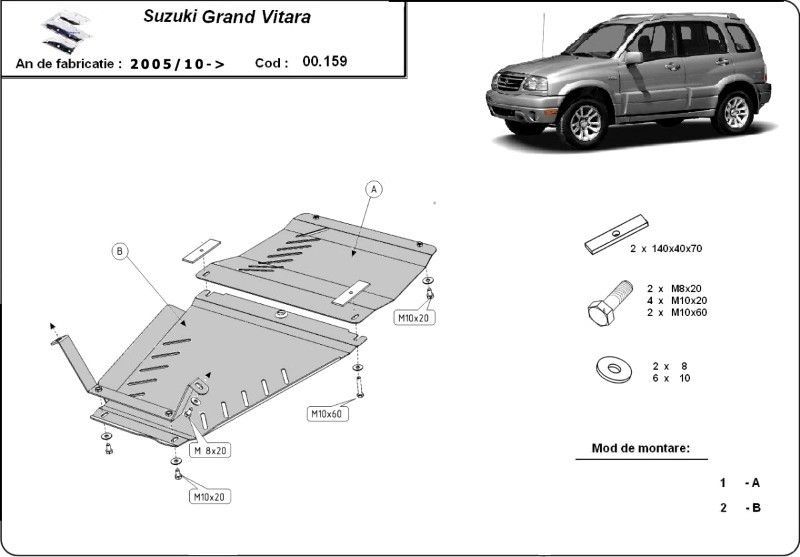 Scut metalic cutie de viteze si diferential Suzuki Grand Vitara 2005-2015
