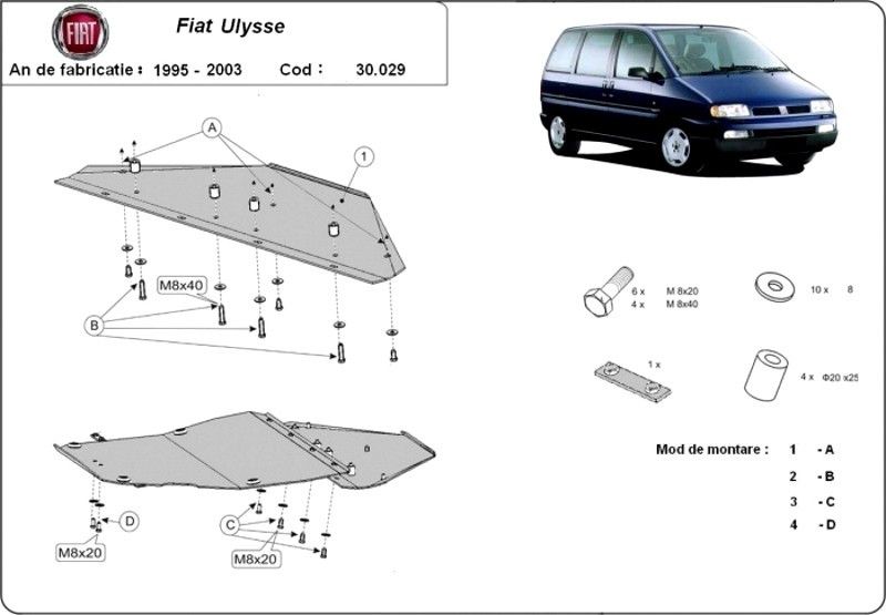 Scut motor metalic Fiat Ulysse 1994-2002