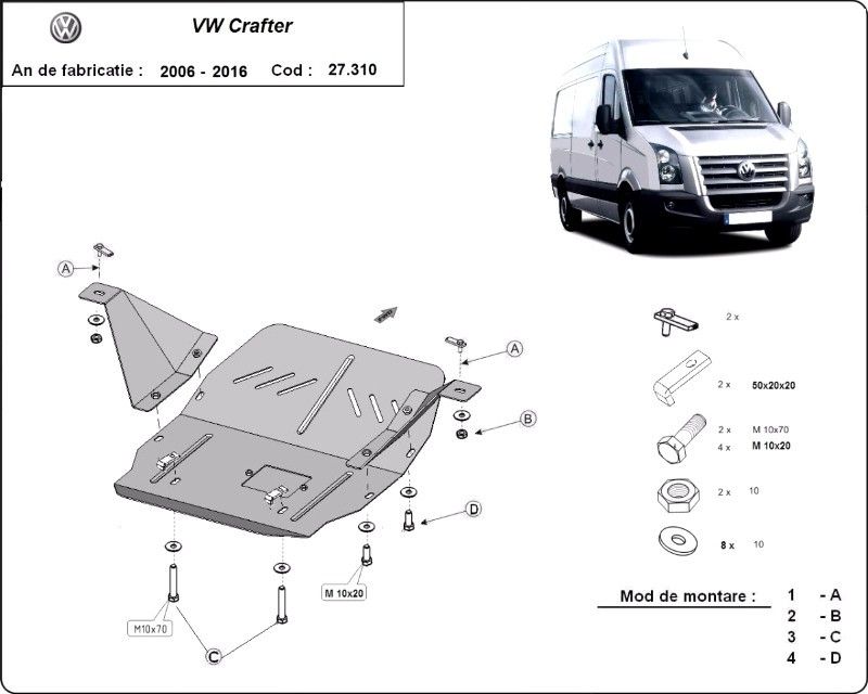 Scut motor metalic VW Crafter 2006-2016