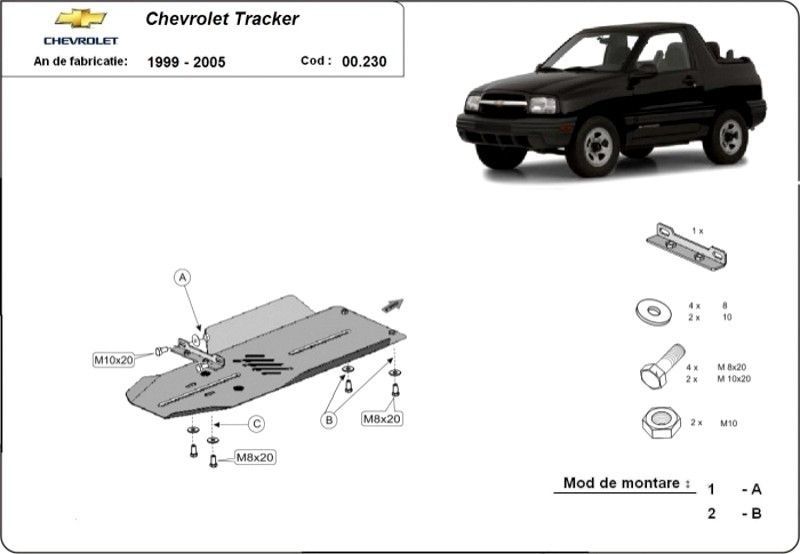 Scut metalic pentru cutia de viteze Chevrolet Tracker 1999-2005