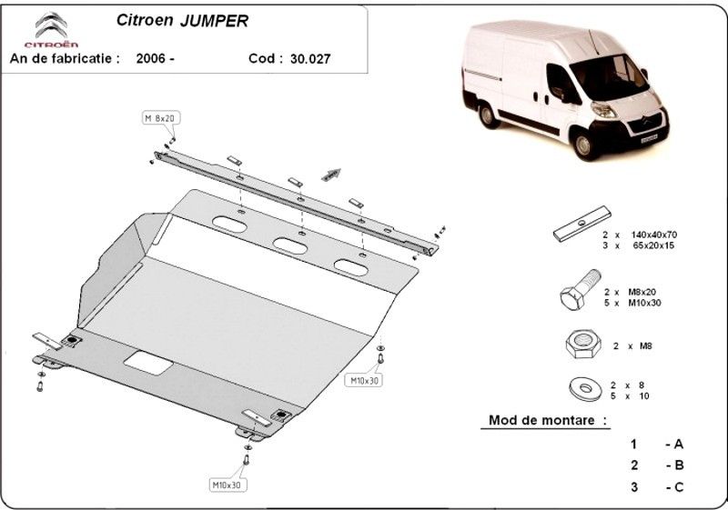 Scut motor metalic Citroen Jumper 2006-prezent