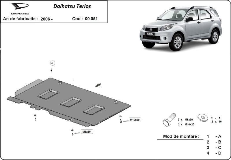 Scut metalic pentru cutia de viteze Daihatsu Terios 2006 - 2016