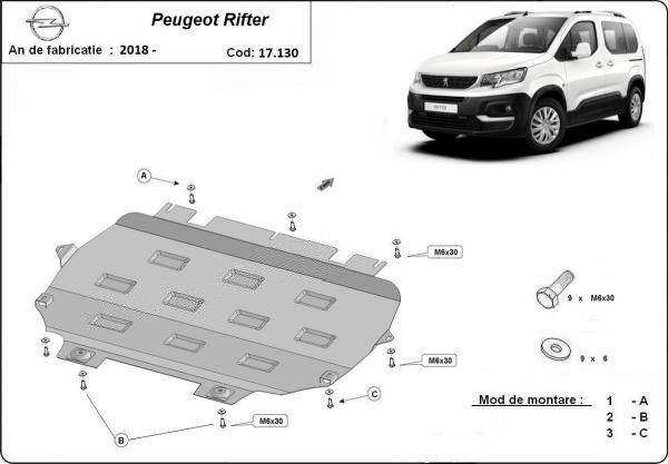 Scut motor metalic Peugeot Rifter 2018-prezent