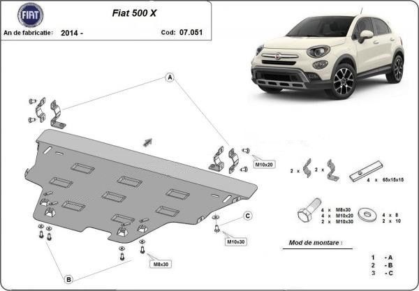 Scut motor metalic Fiat 500 X 2014-prezent