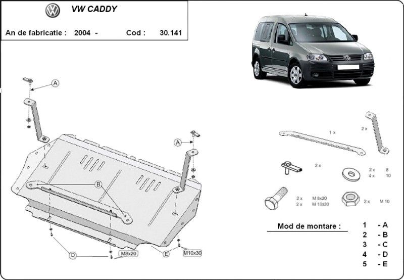 Scut motor metalic VW Caddy 1.9Tdi, 2.0Tdi 2004-2010