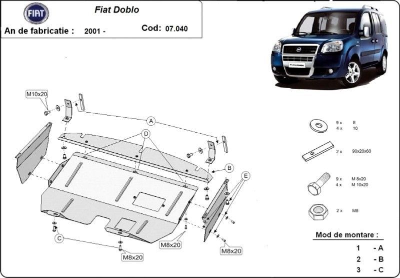 Scut metalic motor si cutie de viteze Fiat Doblo 2001-2009