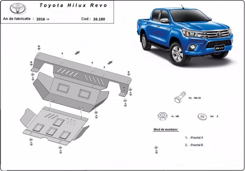 Scut metalic motor si radiator Toyota Hilux Revo 2016-2021