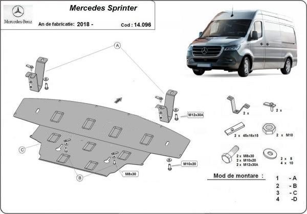 Scut motor metalic Mercedes Sprinter Tractiune Spate 2018-prezent