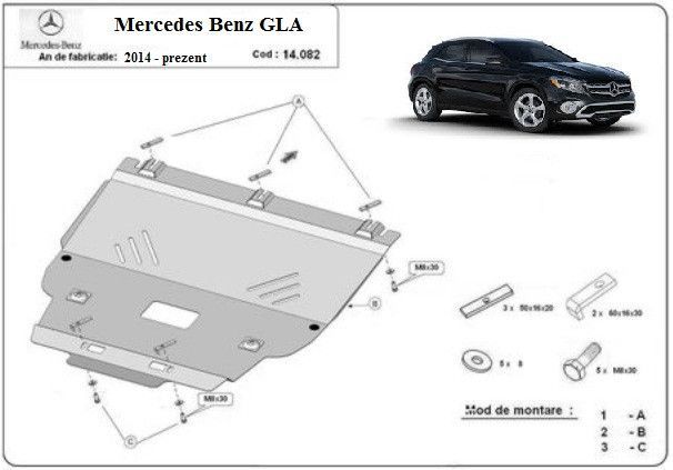 Scut motor metalic Mercedes GLA X156 2014-2020