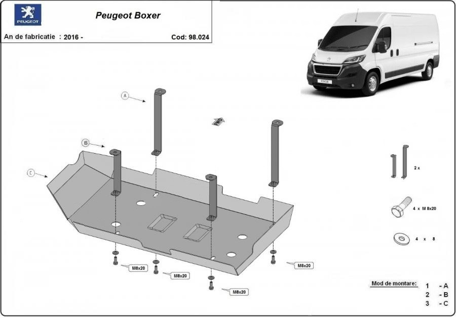 Scut metalic rezervor AdBlue Peugeot Boxer 2016-prezent