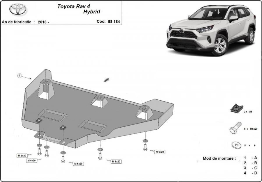 Scut metalic diferential spate Toyota Rav 4 Hybrid 2019-prezent