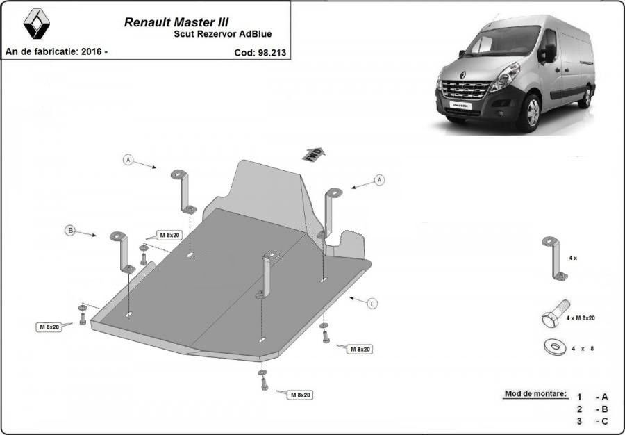 Scut rezervor AdBlue metalic Renault Master 2016-prezent - Model 1