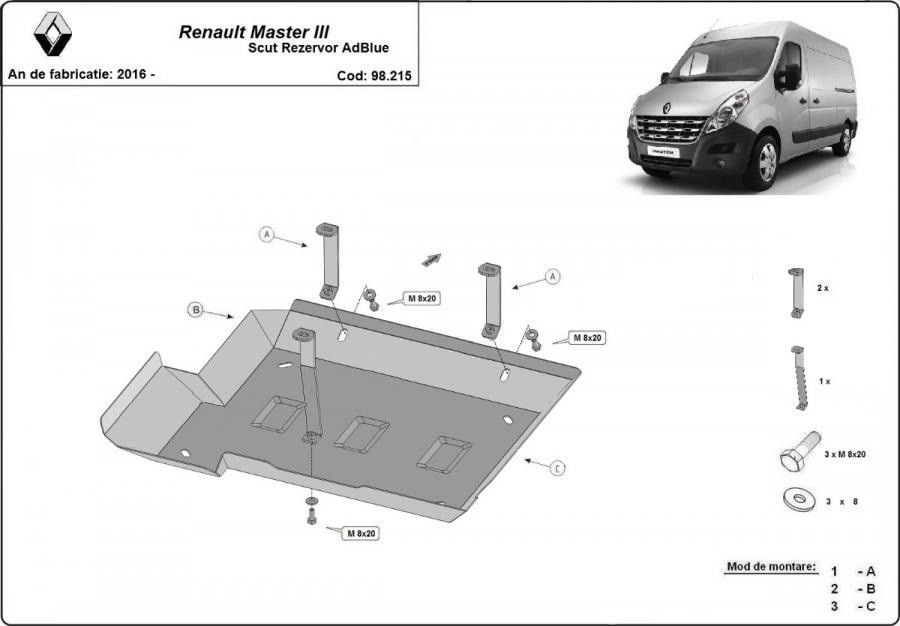 Scut rezervor AdBlue metalic Renault Master 2016-prezent - Model 3