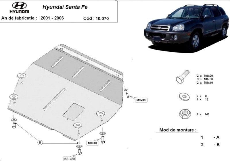 Scut motor metalic Hyundai Santa Fe I 2001-2006