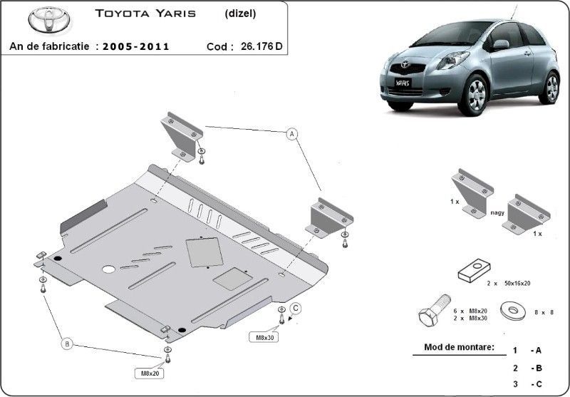 Scut motor metalic Toyota Yaris Diesel 2006-2011