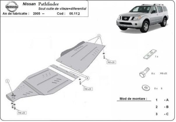 Scut metalic cutie de viteze si diferential Nissan Pathfinder 2005-2014