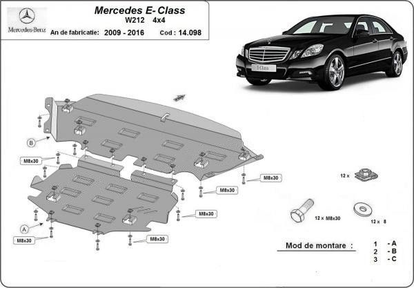 Scut motor metalic Mercedes E-Class W212, 4x4 2009-2016